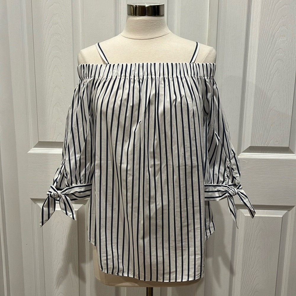 IZ BYER Off-The-Shoulder Striped Top